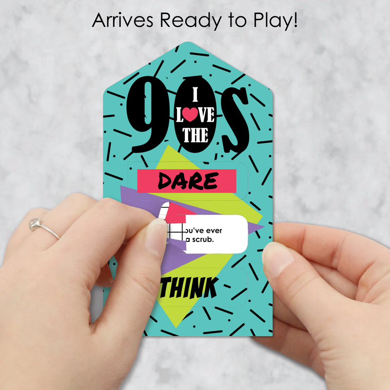 90’s Throwback - 1990s Party Game Pickle Cards - Dare, Drink, Think Pull Tabs - Set of 12