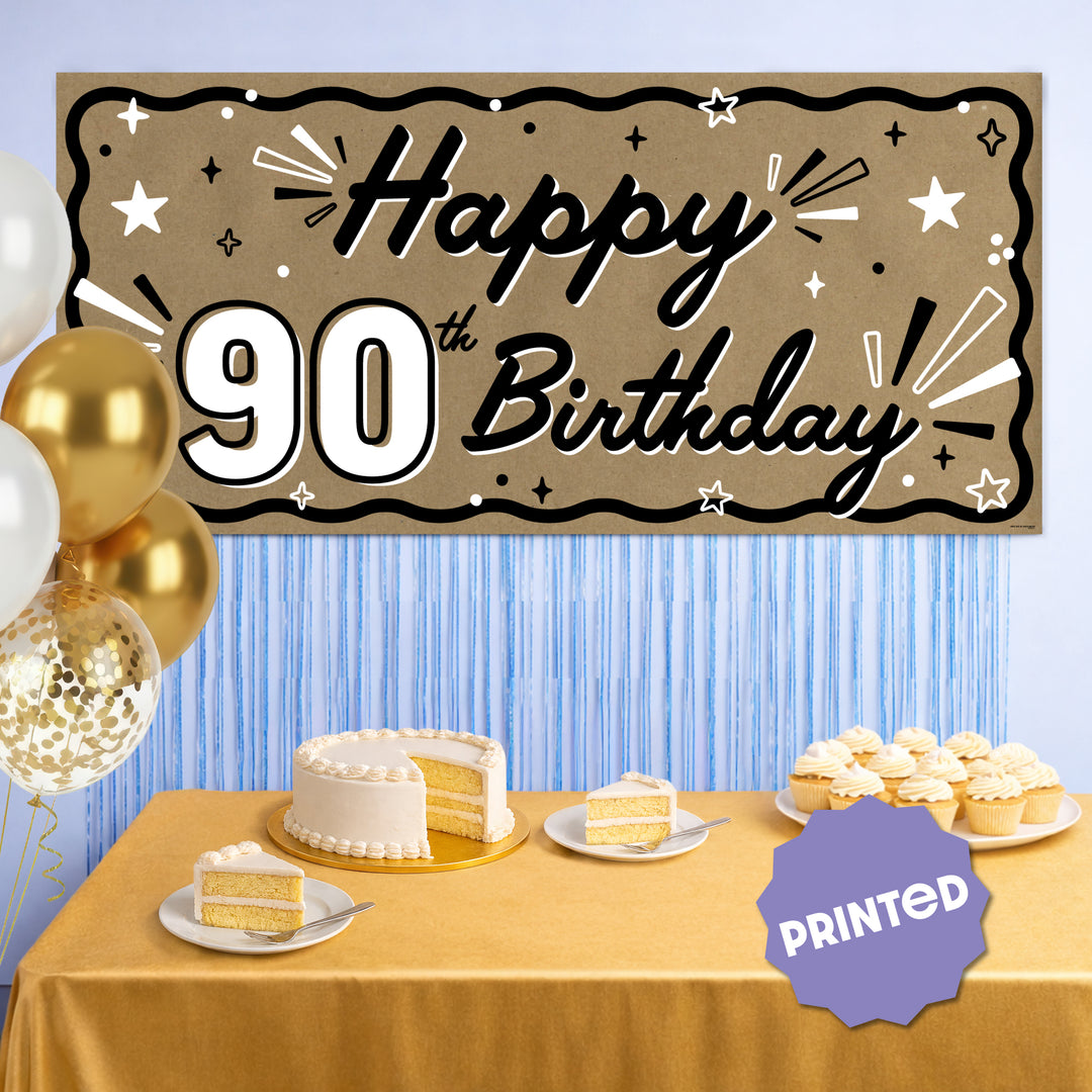 90th birthday family celebration backdrop banner