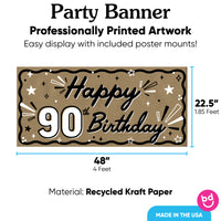 Happy 90th Birthday banner with included poster mounts
