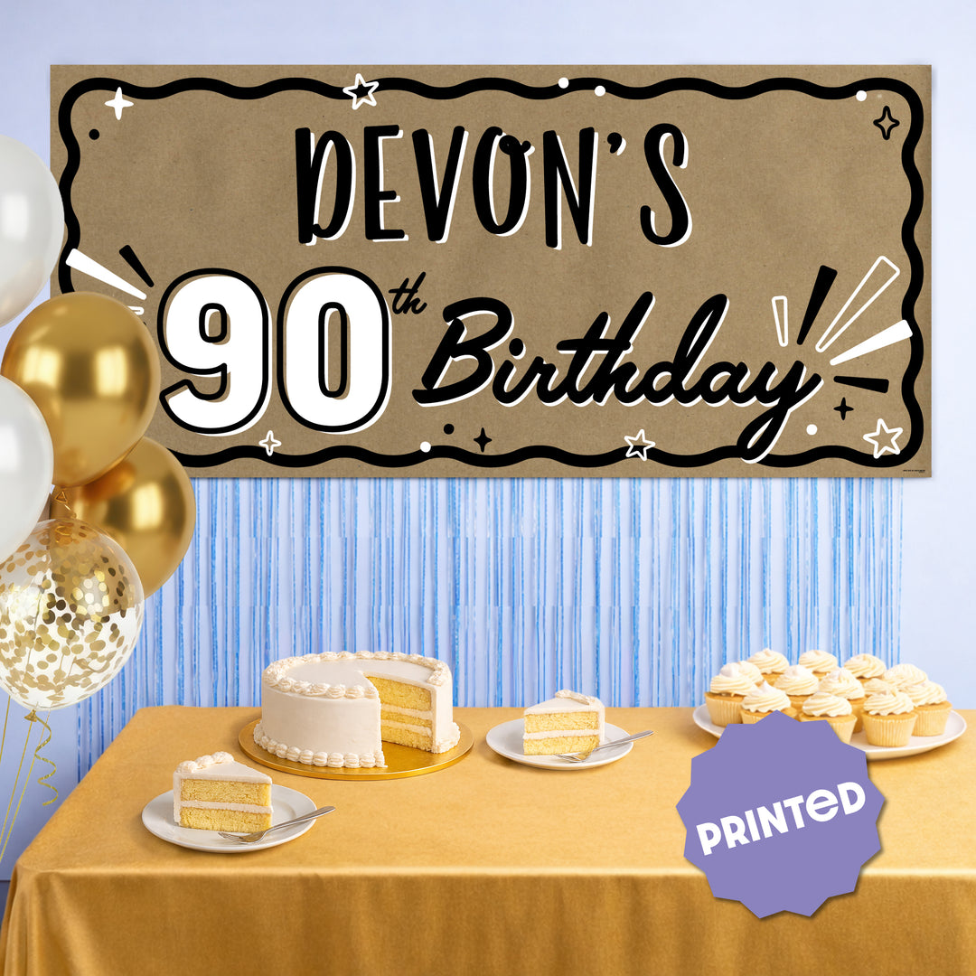 90th birthday dessert table backdrop display