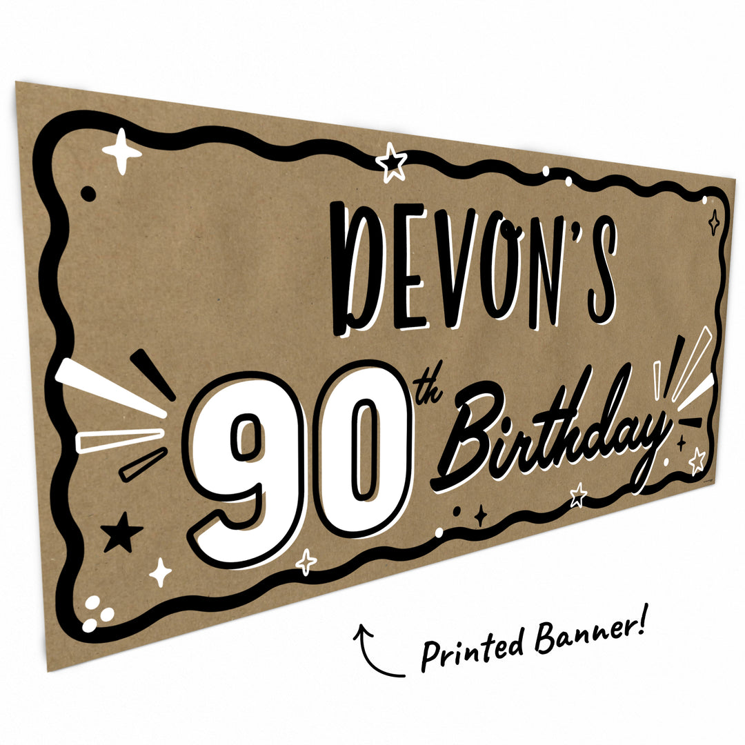 90th Birthday bold number and script lettering detail
