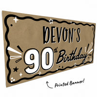 90th Birthday bold number and script lettering detail