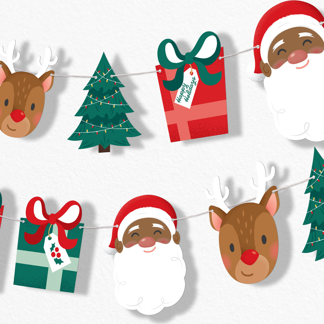 Jolly Santa Garland Banner - 15 Pc