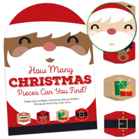 Jolly Santa Claus - Christmas Party Scavenger Hunt - 1 Stand and 48 Game Pieces - Hide and Find Game