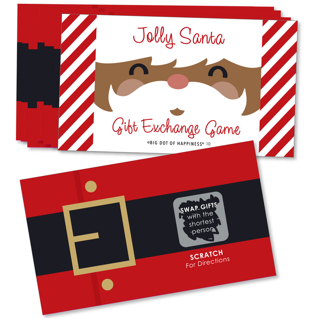Jolly Santa Claus - Christmas Party White Elephant Gift Exchange Game Scratch Off Cards - 22 Count