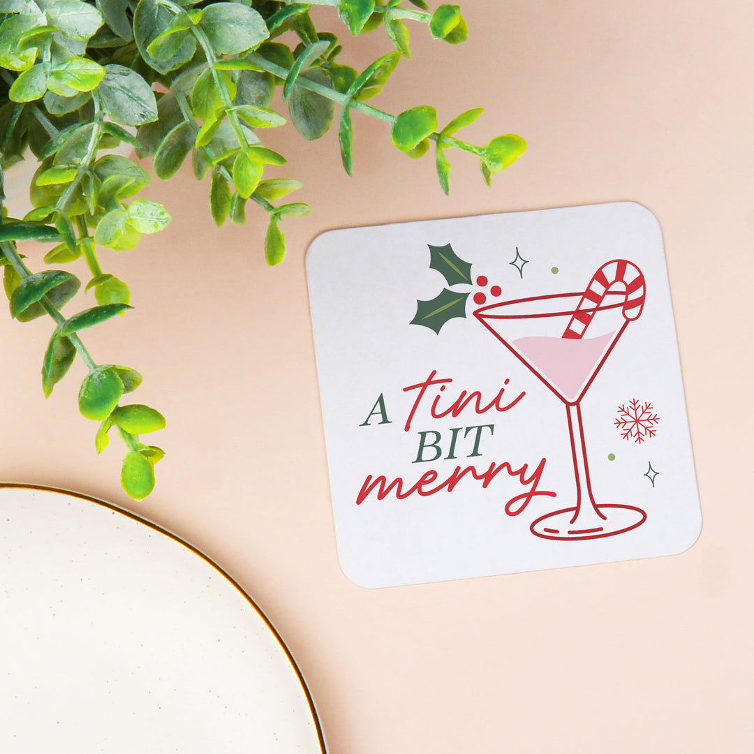 Drink Coasters - A Tini Bit Merry - 25 Ct