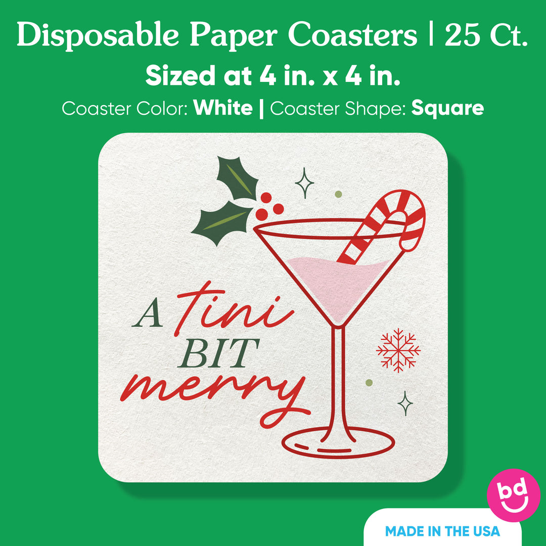 Drink Coasters - A Tini Bit Merry - 25 Ct
