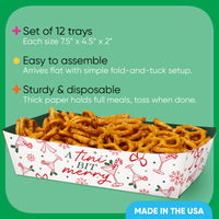 A Tini Bit Merry Paper Food Trays - 12 Ct