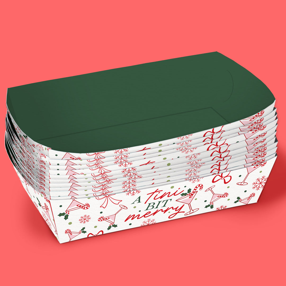 A Tini Bit Merry Paper Food Trays - 12 Ct
