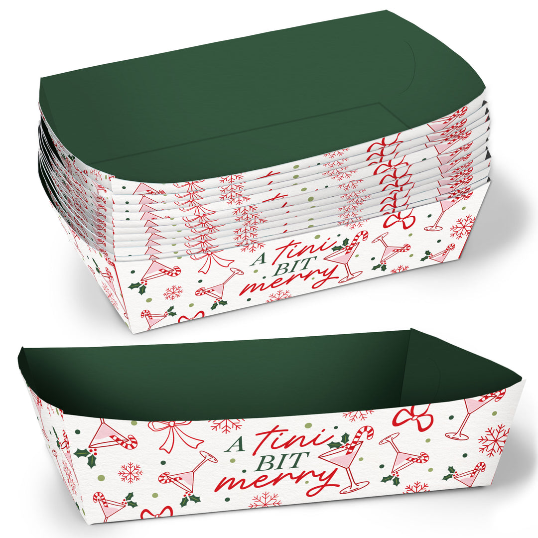 A Tini Bit Merry Paper Food Trays - 12 Ct