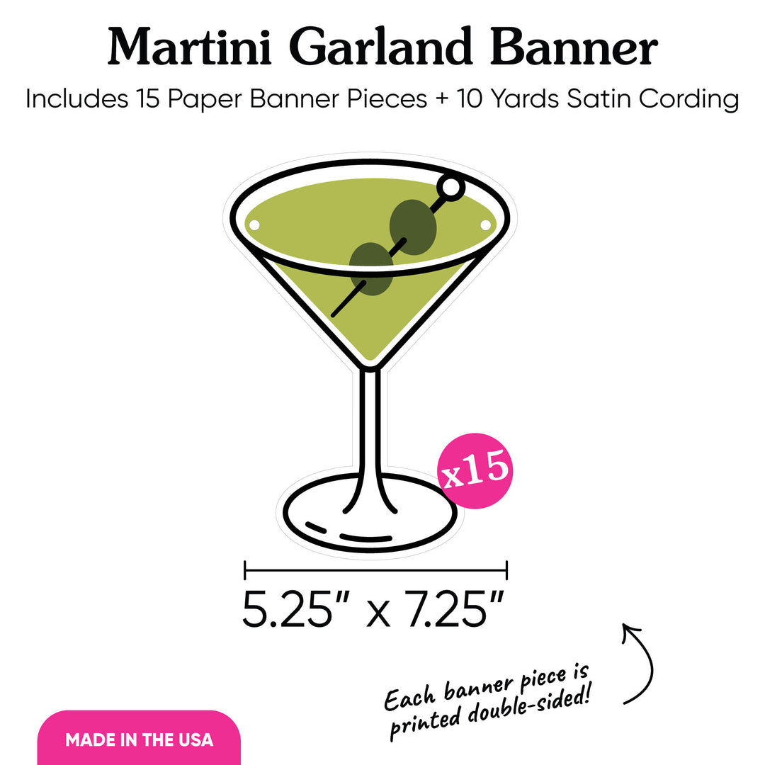 Martini Garland Banner - 15 Pc
