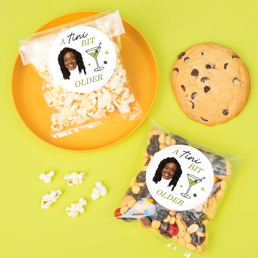 Custom Face Stickers & Clear Cookie Bags - A Tini Bit Older