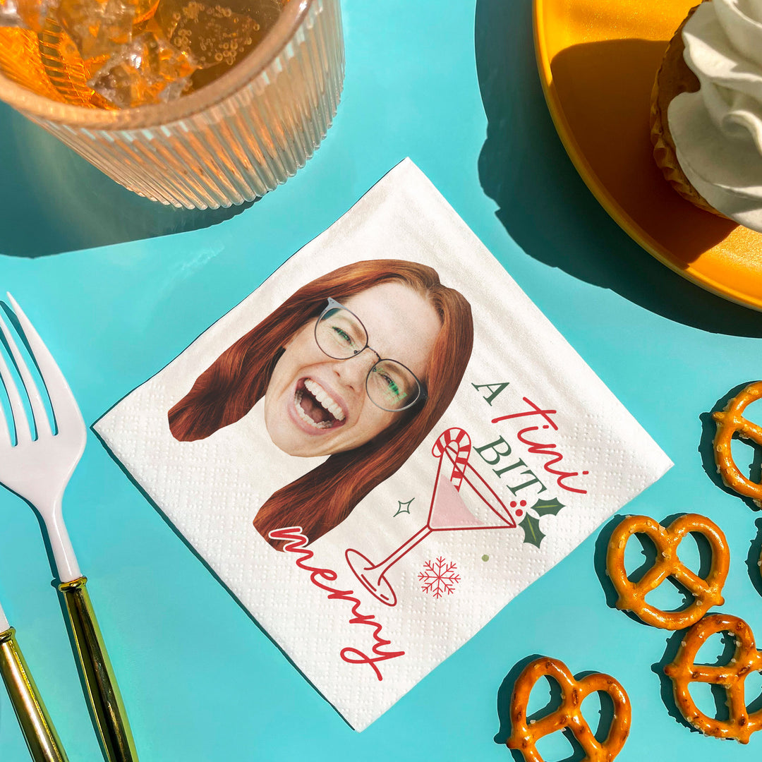 Custom Face Christmas Napkins - A Tini Bit Merry
