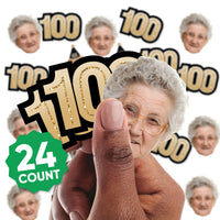 100th birthday mini face and number shapes shown in hand