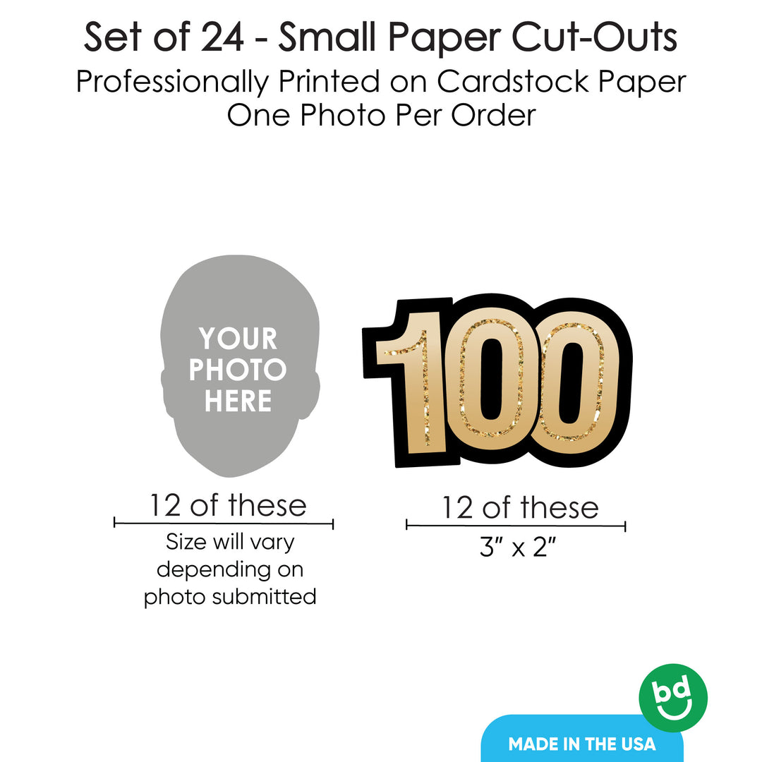 12 face cut outs and 12 number cut outs for 100th birthday party