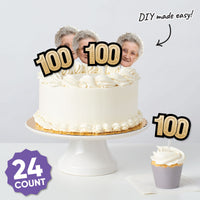 100th birthday dessert table styled with custom mini face decorations
