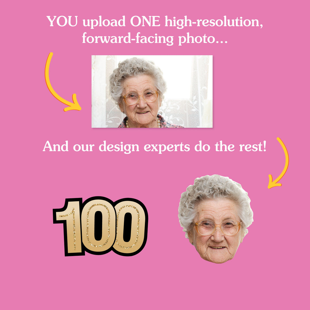 100th birthday face cutouts personalized from one high resolution photo