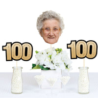 100th birthday celebration styled with custom face table decor