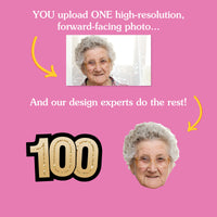 100th birthday face cutouts personalized from one uploaded photo for straws