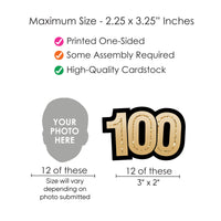 100th birthday straw cutout dimensions and cardstock material detail image
