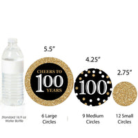 Adult 100th Birthday - Gold - Birthday Party Giant Circle Confetti - Party Decorations - Large Confetti 27 Count