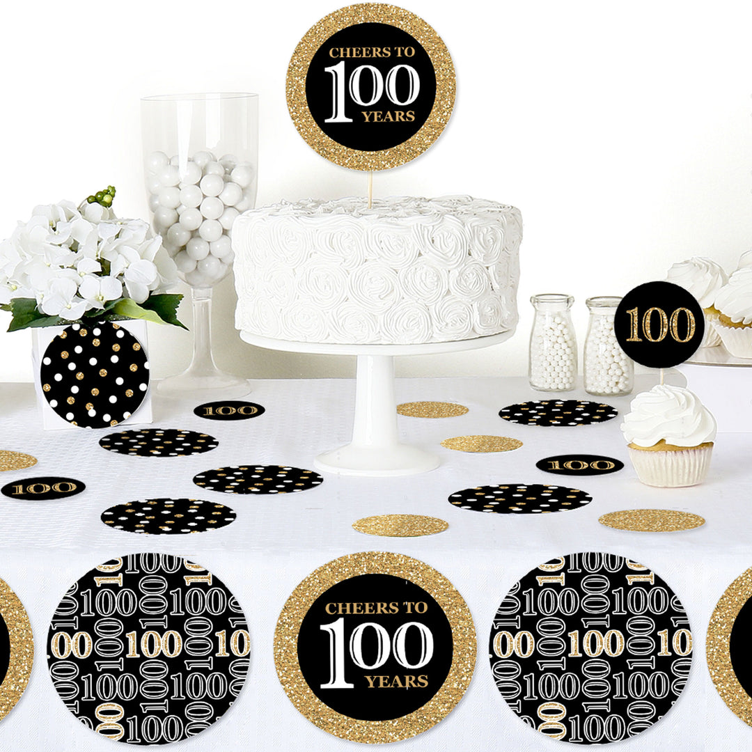 Adult 100th Birthday - Gold - Birthday Party Giant Circle Confetti - Party Decorations - Large Confetti 27 Count