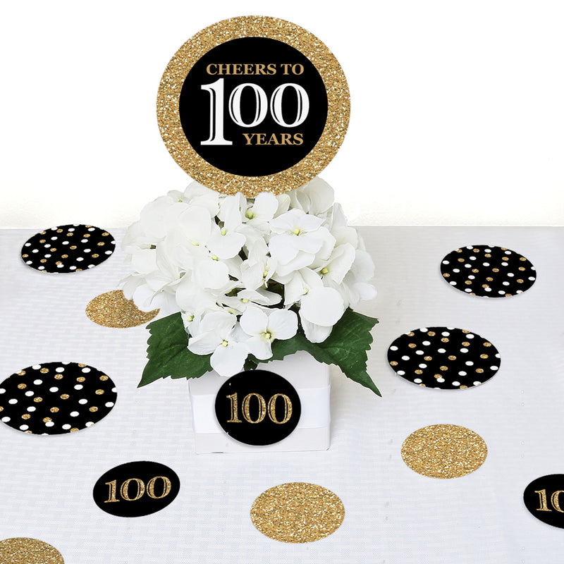 Adult 100th Birthday - Gold - Birthday Party Giant Circle Confetti - Party Decorations - Large Confetti 27 Count