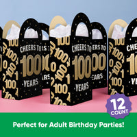 100th Birthday Paper Favor Bags - 12 Ct