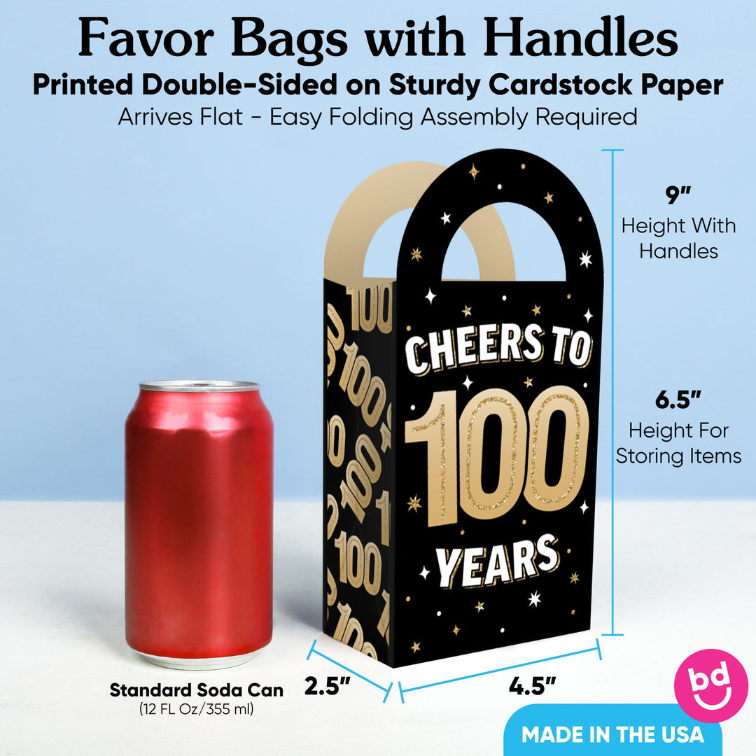 100th Birthday Paper Favor Bags - 12 Ct