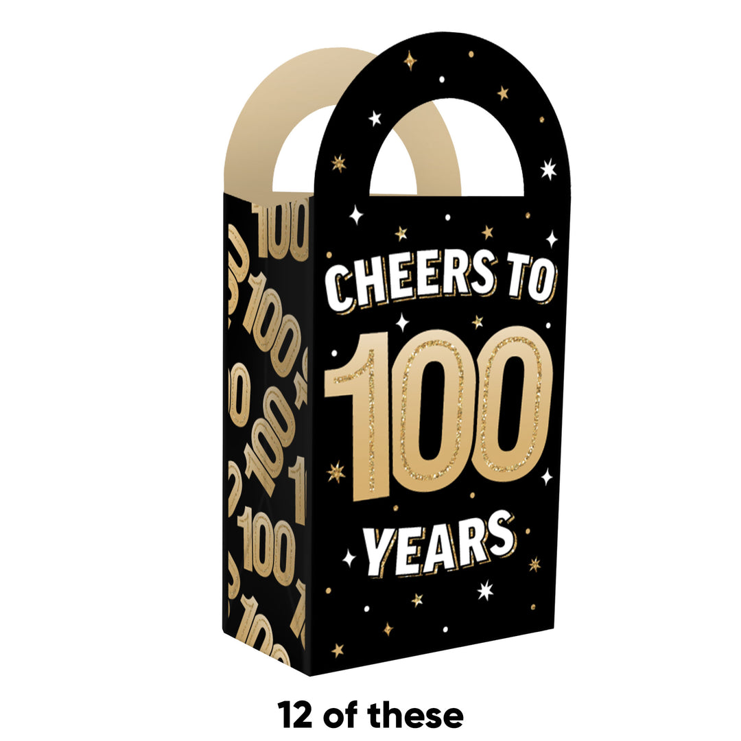 100th Birthday Paper Favor Bags - 12 Ct