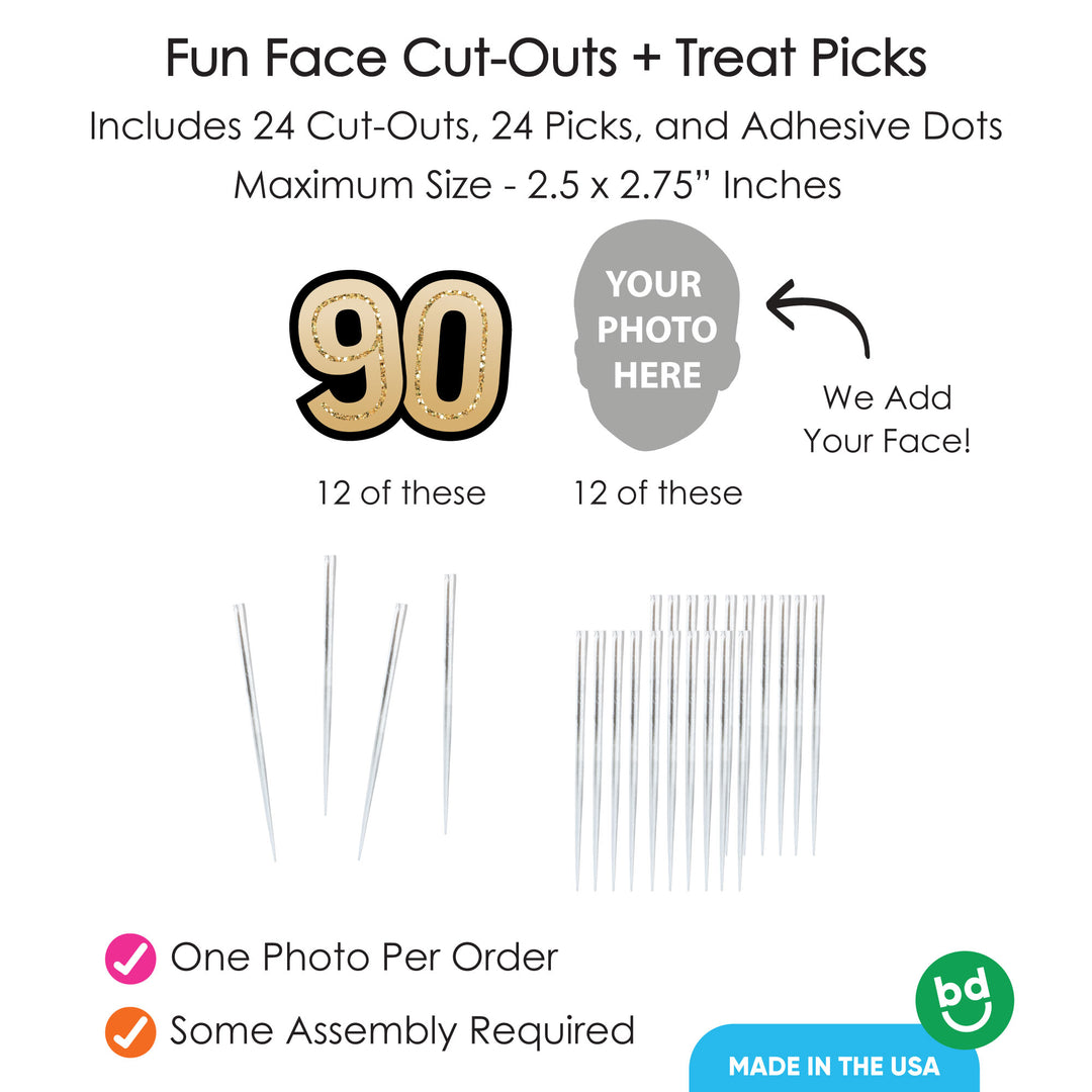 Custom Fun Face 100th Birthday Treat Picks - 24 Ct
