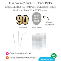 Custom Fun Face 100th Birthday Treat Picks - 24 Ct