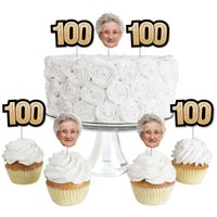 Custom Fun Face 100th Birthday Treat Picks - 24 Ct
