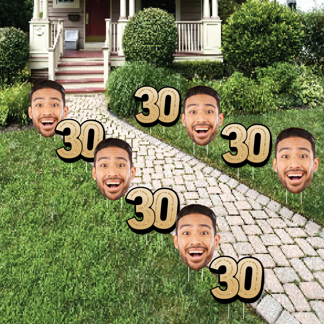 Custom Face Yard Signs - 30th Birthday - 10 Pc