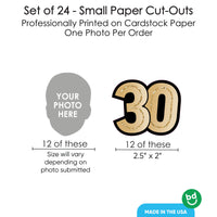 12 face cut outs and 12 number cut outs for 30th birthday celebration