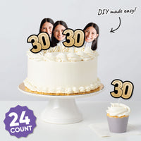 30th birthday celebration table styled with mini face decor