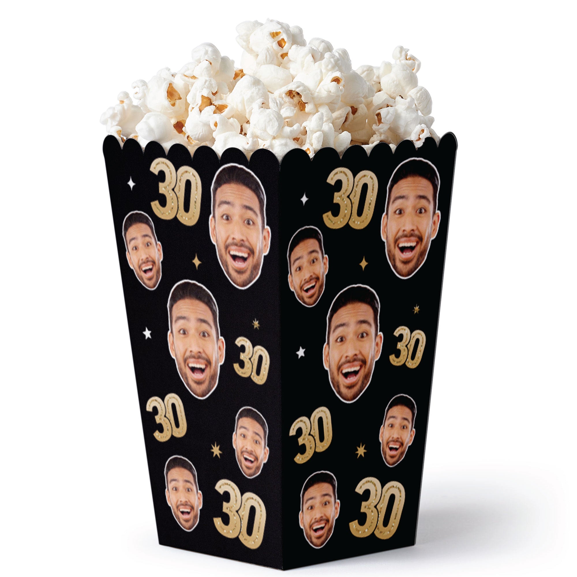 Custom Photo 30th Birthday Popcorn Boxes, Your Face Cut-Out, Age 30 ...