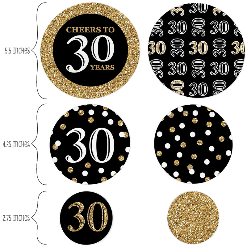 Adult 30th Birthday - Gold - Birthday Party Giant Circle Confetti - Birthday Party Decorations - Large Confetti 27 Count