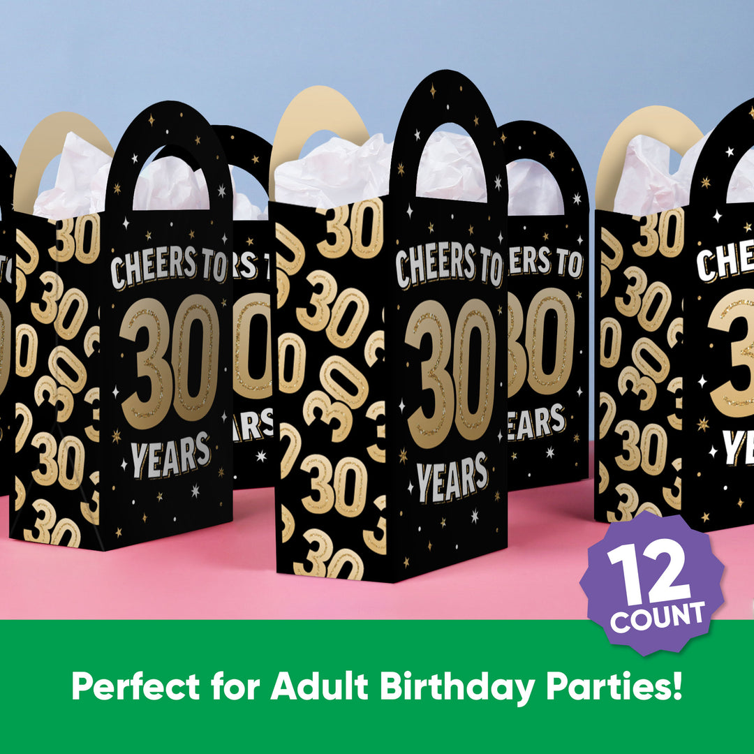 30th Birthday Paper Favor Bags - 12 Ct