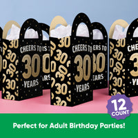 30th Birthday Paper Favor Bags - 12 Ct