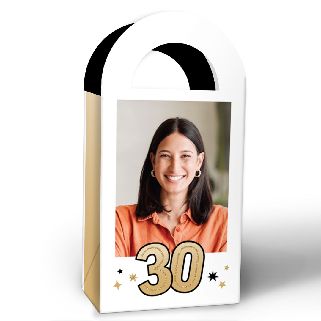 Custom Photo 30th Birthday Paper Favor Bags - 12 Ct