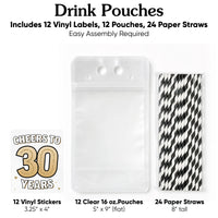 Drink Pouches - 30th Birthday - 12 Ct
