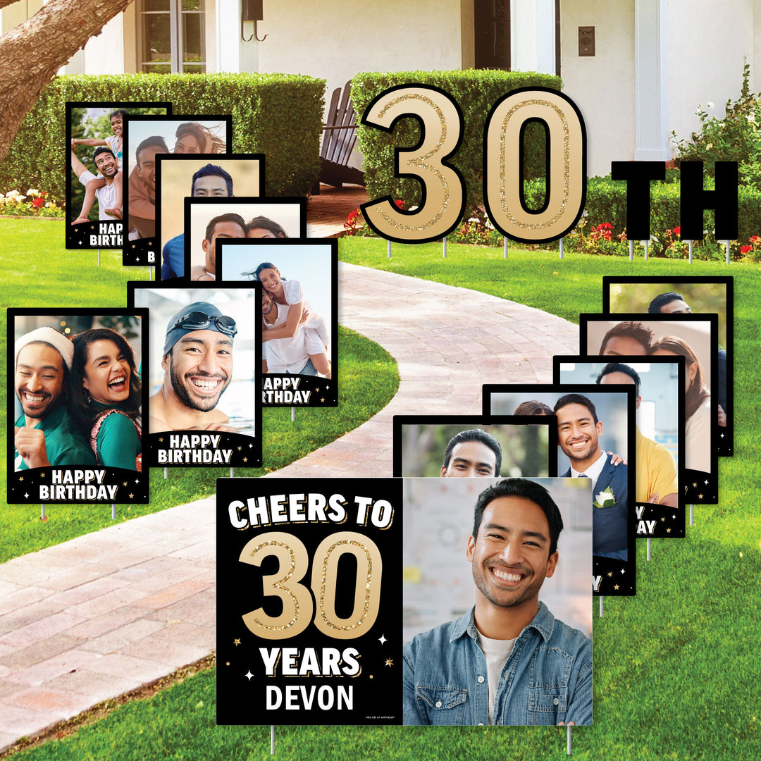 Custom Photo 30th Birthday Party Yard Sign Set