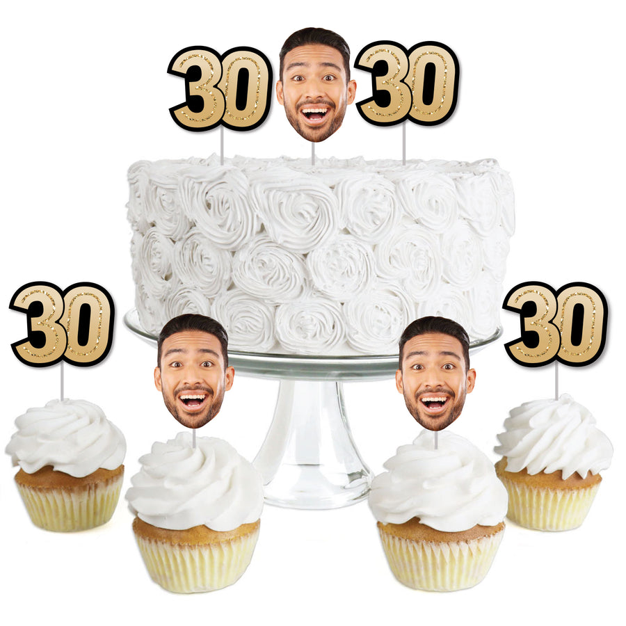 Custom Fun Face 30th Birthday Treat Picks - 24 Ct