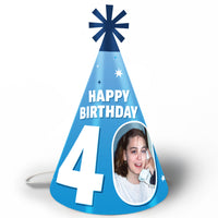 Custom Photo 40th Birthday Cone Hat - 8 Ct