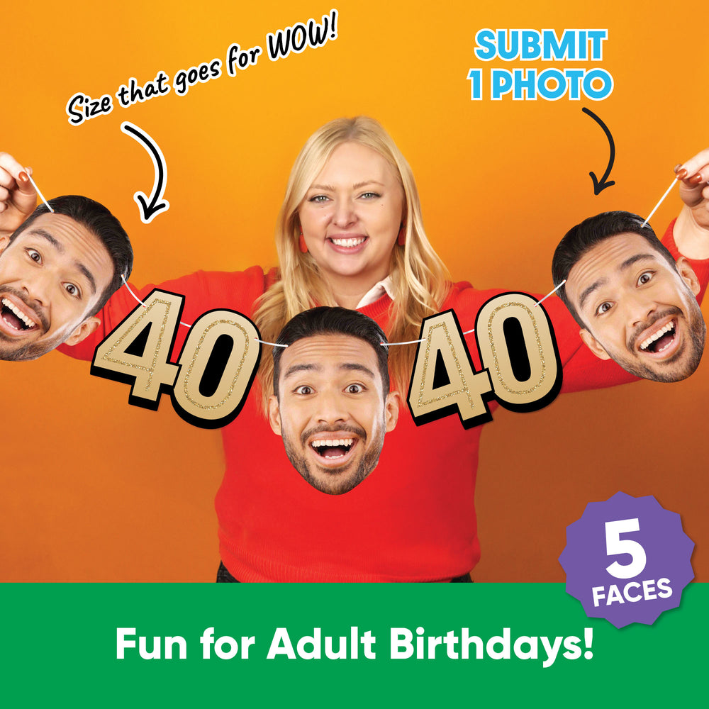 Custom Face 40th Birthday Garland Banner