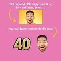 Personalized 40th birthday face decorations from one photo
