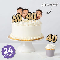 40th birthday party table styled with mini face scatter decor