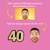 Personalized 40th birthday face cutouts made from one uploaded photo