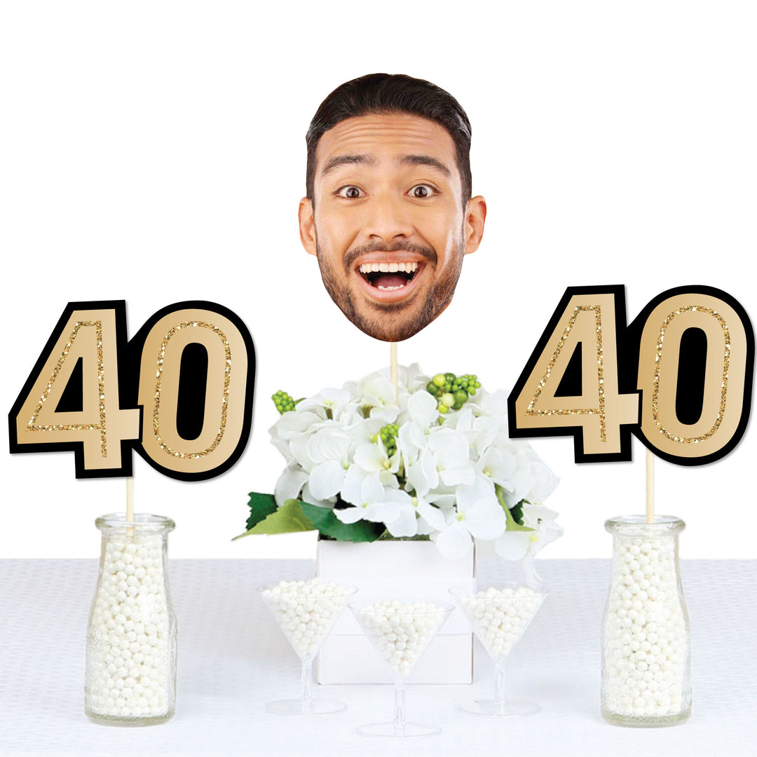 40th birthday celebration styled with custom face table decorations